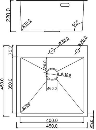 Кухонная мойка Roxen Simple 45x45 графит с дозатором 