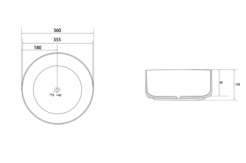 Умывальник Abber Bequem 36x36 черный матовый