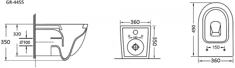 Унитаз подвесной Grossman  36x49 сиденье Duroplast, микролифт, черный матовый