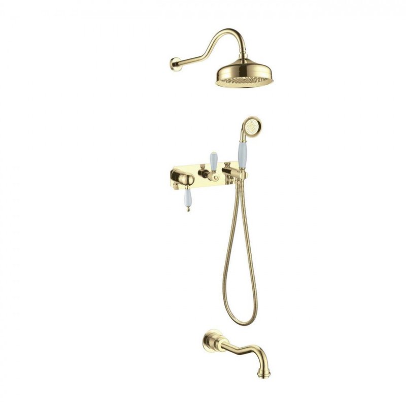 Смеситель для ванны на 3 потребителя, встроенный Tradizionale Oro золото