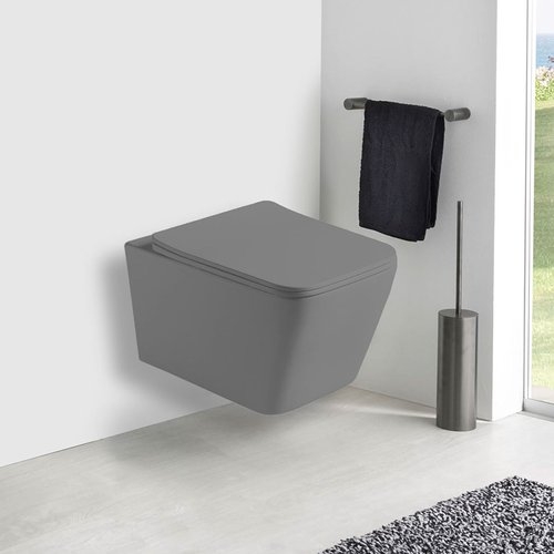 Унитаз подвесной Vincea Q-Line с сиденьем soft-close серый матовый