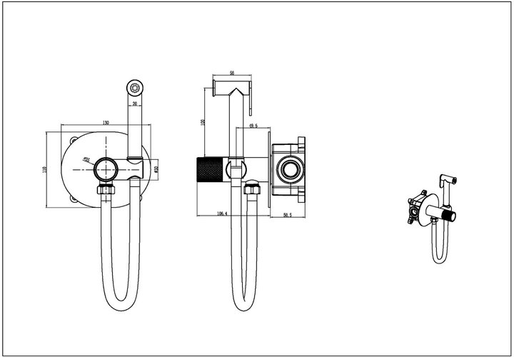 Смеситель для биде Boheme Tech Copper Brushed с гигиеническим душем, брашированная медь