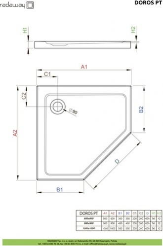Душевой поддон Radaway Doros PT Stone Cashmere 90x90 кашемир