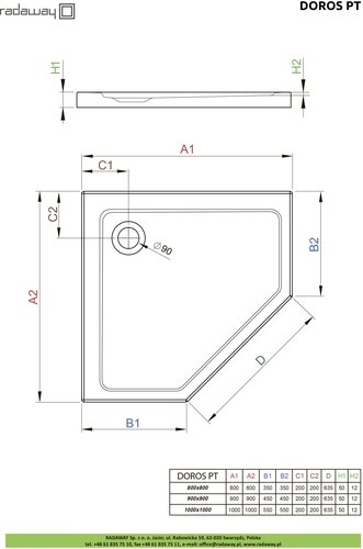 Душевой поддон Radaway Doros PT Stone Cashmere 90x90 кашемир