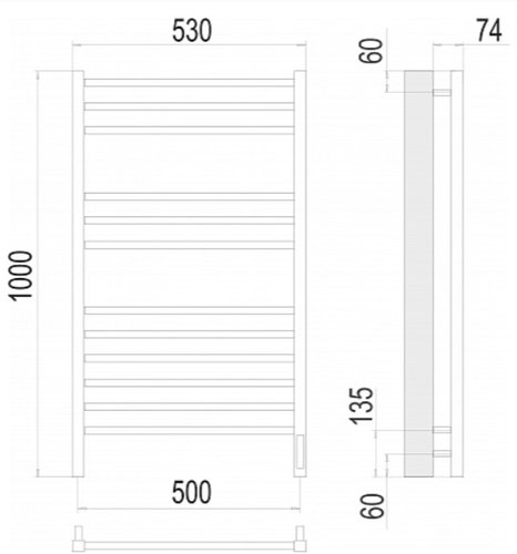 Полотенцесушитель Terminus «Сицилия» П12  электро черный (sensor quick touch)