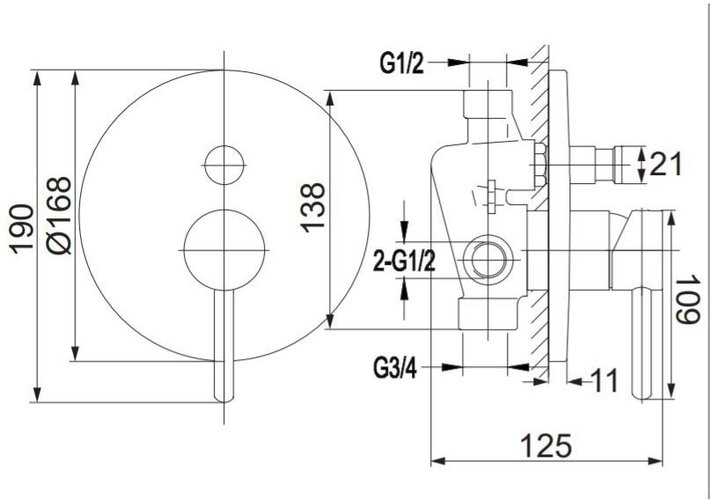 Душевая система Omnires SYS Y встроенная