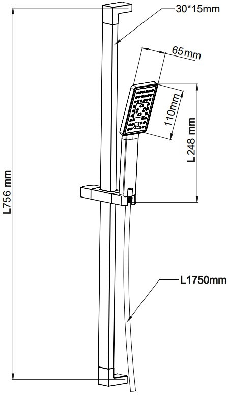 Душевой гарнитур на штанге Omnires JIMJIM черный