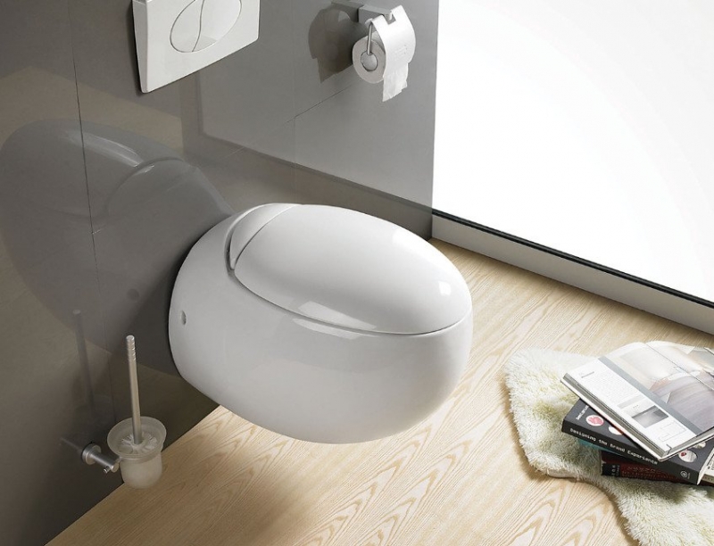 Унитаз Ceramalux  подвесной с крышкой ПП, бело-глянцевый