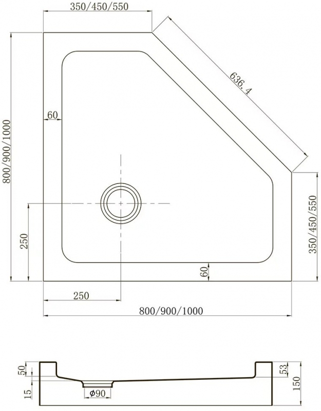 Душевой поддон Veconi Tezeo Acrylic  80x80 черный