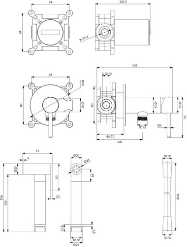 СМЕСИТЕЛЬ СКРЫТОГО МОНТАЖА OMNIRES Y псевдобиде, нержавеющая сталь