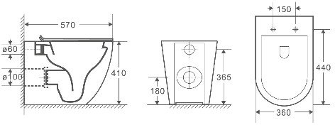 Унитаз приставной Welt-Wasser MERZBACH 002GL-WT