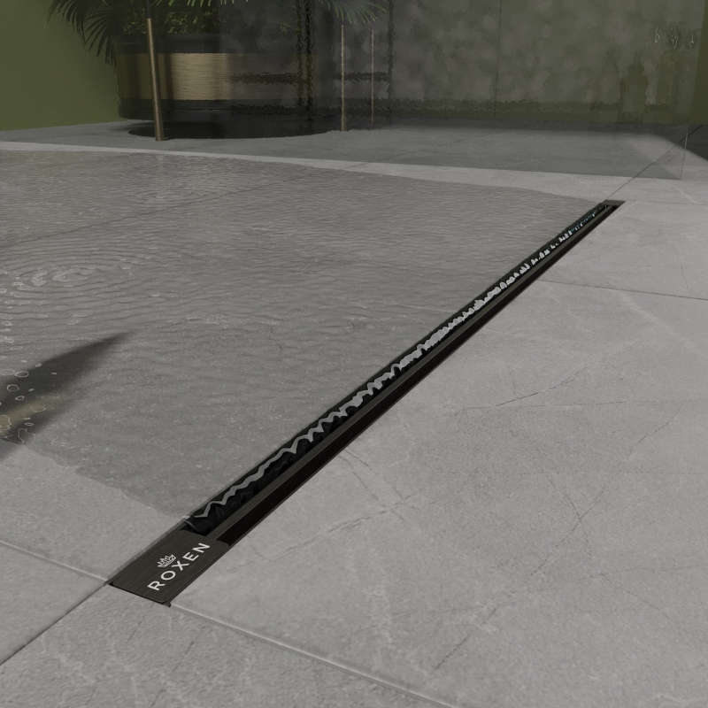 Душевой лоток Roxen Slim Gun Metal оружейная сталь