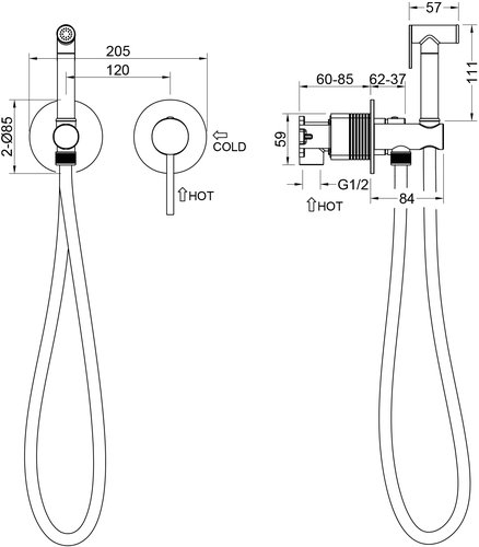 Смеситель встроенный с гигиеническим душем с защитой от ожогов Timo Saona 