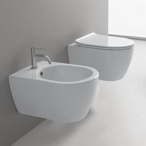 Унитаз подвесной Scarabeo Moon 50.5*36 безободковый, белый с сидением sofltclose