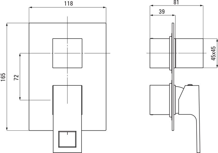 Deante Nero Душевая система скрытого монтажа 3-х функциональная квадратная с изливом, черный