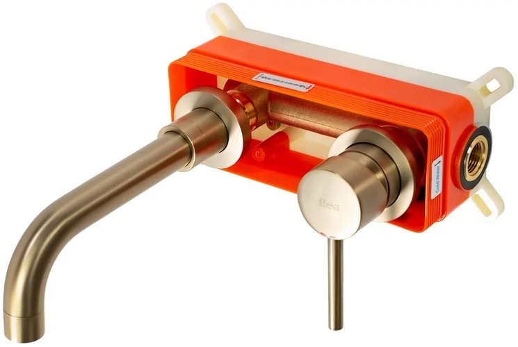 Смеситель для умывальника Rea Lungo  матовое золото