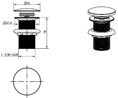Слив для умывальника Boheme графит, без перелива