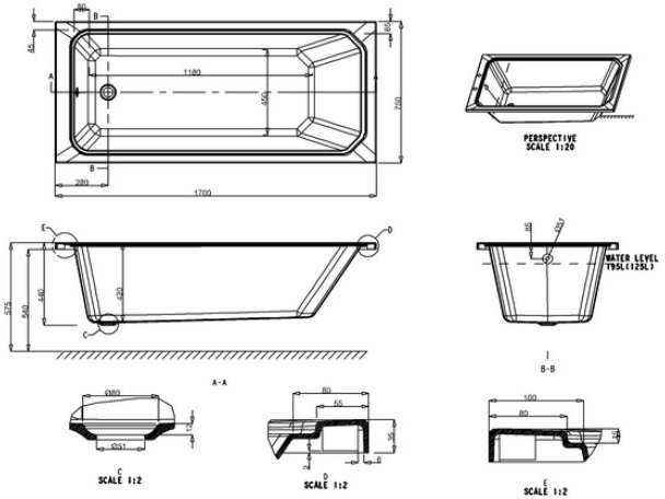 Ванна акриловая Burlington Arundel Cleargreen 170x75 белая