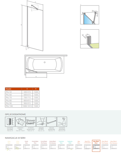 Шторка на ванну Radaway Idea Black PNJ 90x150 frame