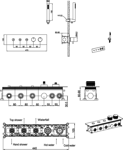 Душевая система Boheme FUSION TERMO COPPER BRUSHED брашированная медь