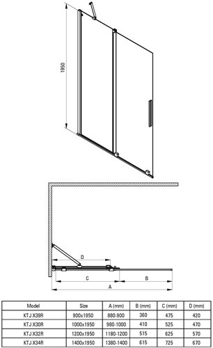 Душевая стенка Deante Silia, walk-in, 120 см, раздвижная, графит