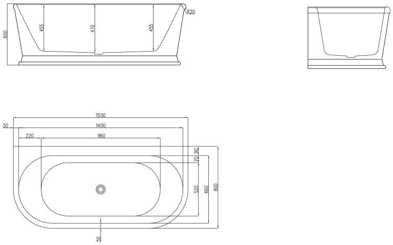 Ванна акриловая Belbagno  пристенная 150x80