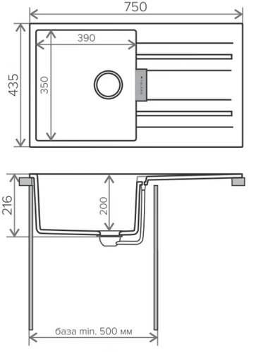 Кухонная мойка Tolero Loft TL-750 черный