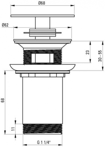 Донный клапан для умывальника Deante  Click-Clack брашированная сталь