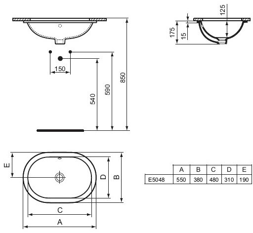 Умывальник Ideal Standard Connect овальный