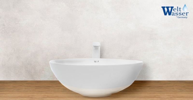 Умывальник накладной Welt-Wasser 40x40 белый глянец