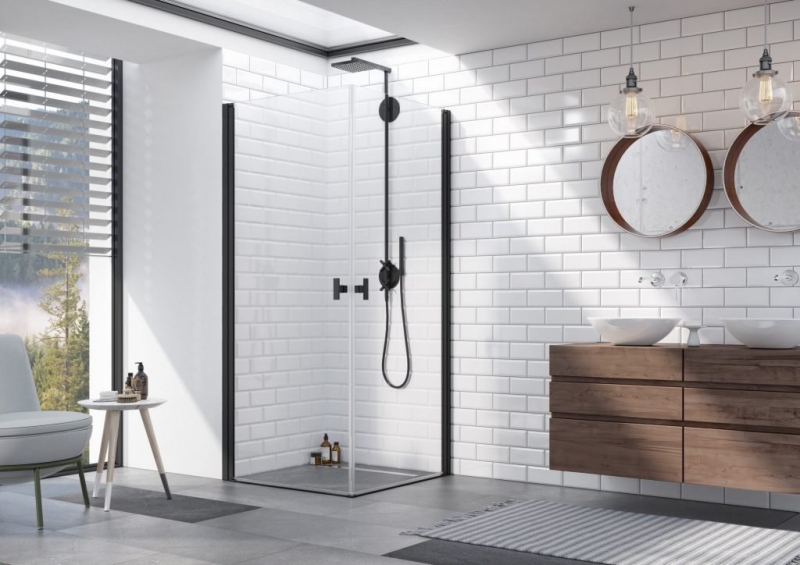 Душевой уголок Radaway Nes 8 Black KDD I 90x80 прозрачное/черный