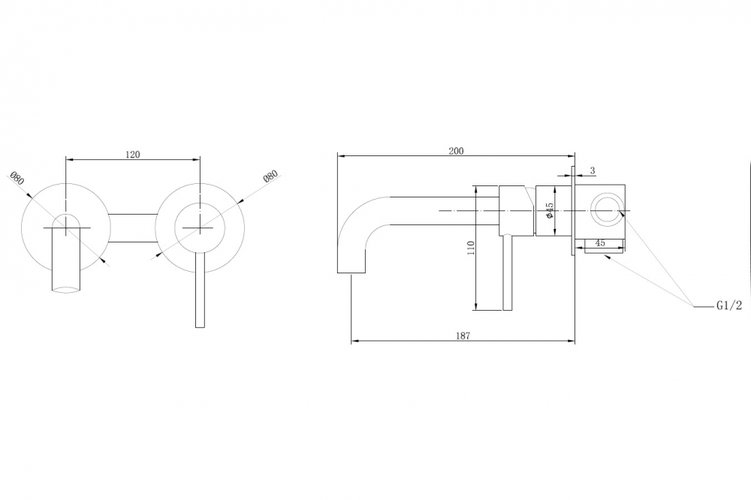 Смеситель скрытого монтажа для умывальника Abber Wasser Kreis хром