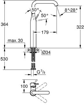 Смеситель для умывальника Grohe Essence New