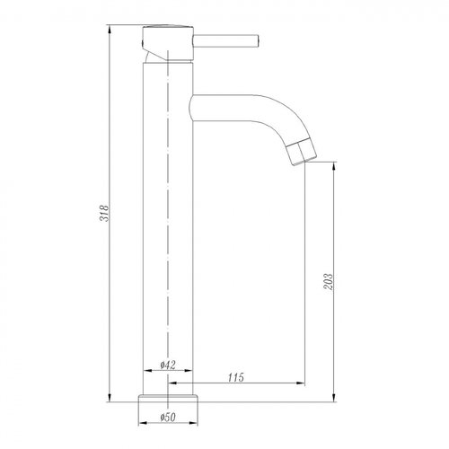 Смеситель для умывальника высокий Abber Kreis  черный матовый