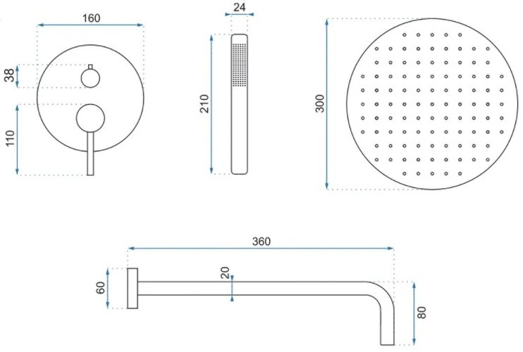 Душевая система скрытого монтажа Rea Lungo хром