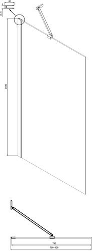 Душевая шторка Ambassador Bath Screens 80x140 с неподвижной дверью (прозрачное стекло / профиль черный матовый)