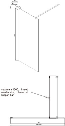 Душевой уголок Ambassador Walk-In 100x200 (прозрачное стекло / профиль хром)