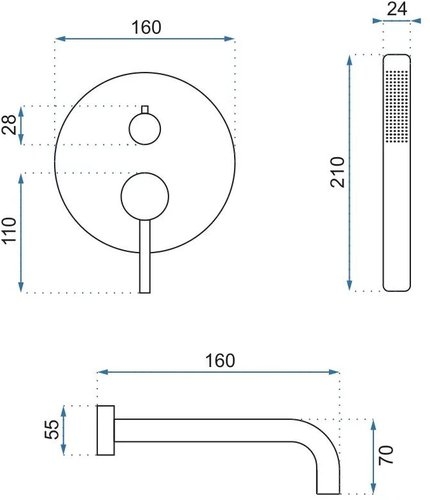 Душевая система скрытого монтажа Rea Lungo золото брашированное