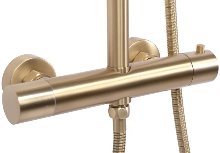 Душевая стойка Rea Matt Gold с термостатом, золото брашированное