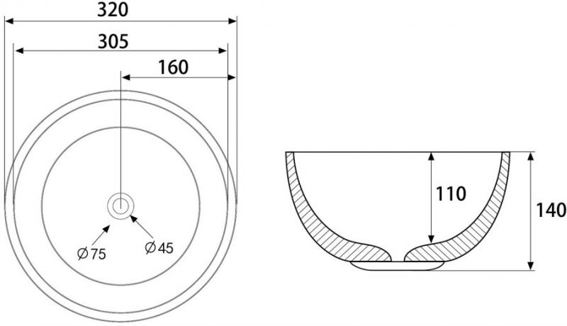Умывальник Abber Bequem 32x32 черный матовый