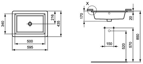 Умывальник Ideal Standard Strada,59х43 см