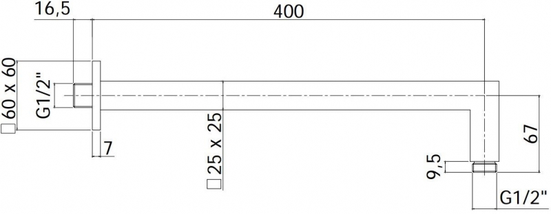 Кронштейн для верхнего душа Paffoni Elle, 40 см, черный