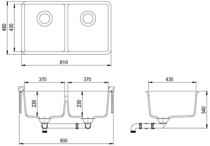 Кухонная мойка Aquasanita Arca W 81x48 Black metallic