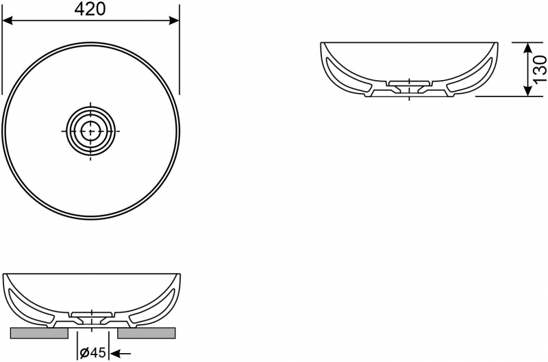 Умывальник накладной Wellsee Chalice Perfection 42x42 белый глянцевый