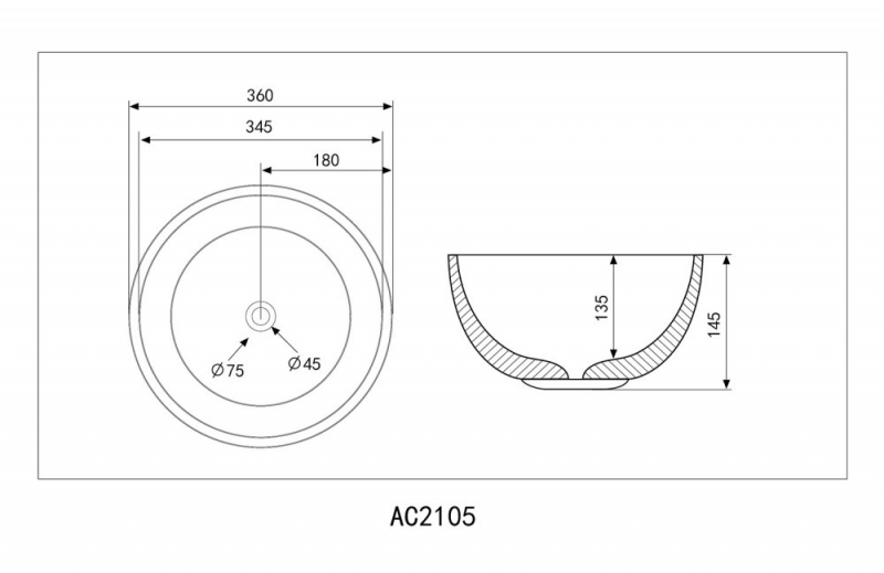Умывальник накладной Abber Bequem 36x36 черный матовый