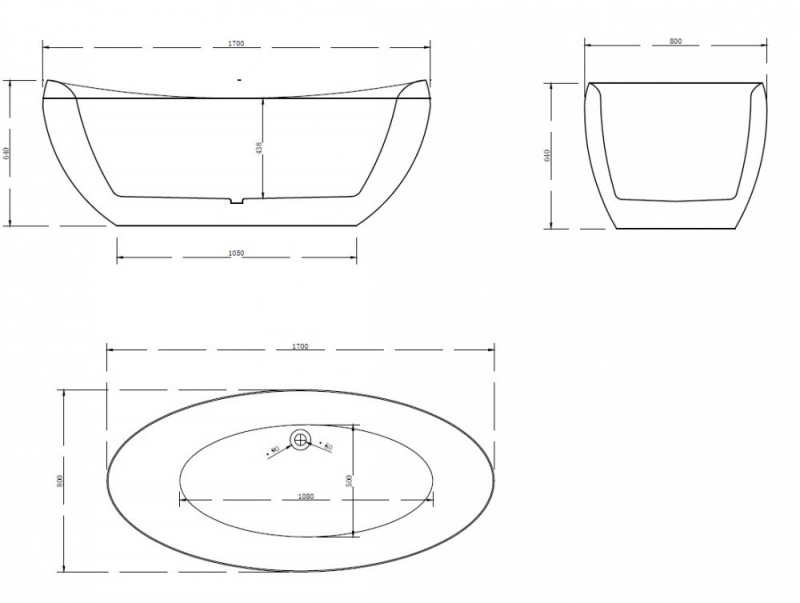 Ванна акриловая Abber  170x80 