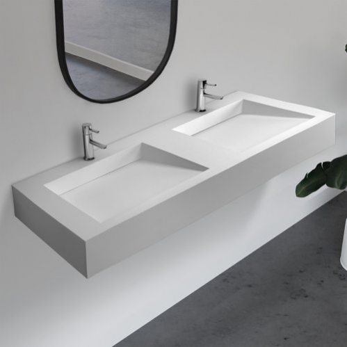 Умывальник подвесной ABBER Stein 152x45 белый матовый