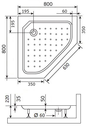 Душевой поддон RGW Acrylic STYLE TR 90х90x22 с экраном