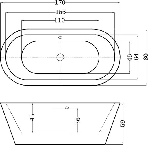 Ванна акриловая Esbano Berlin 170x80 отдельностоящая, белая