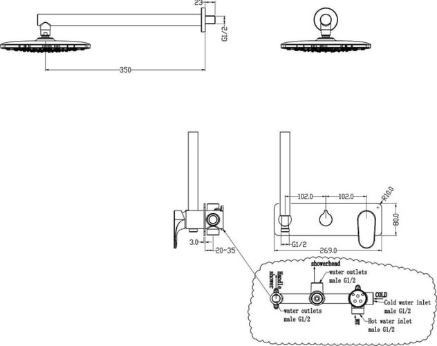 Душевая система скрытого монтажа Boheme Spectre золото